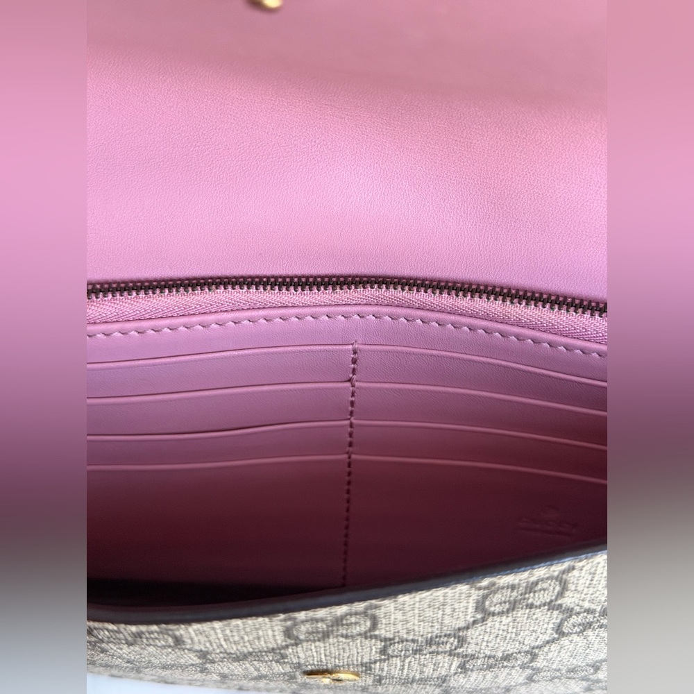 Gucci GG Supreme Pearl Peony WalletOn Chain. PRISTINE - Picture 12 of 16